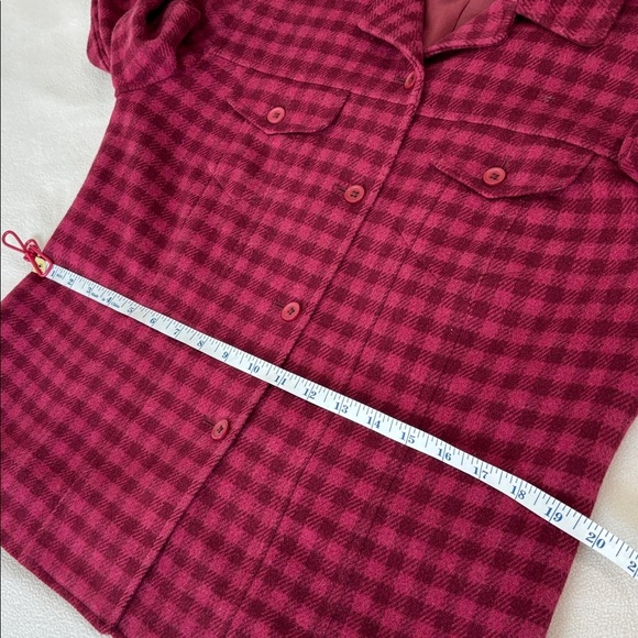 Talbots Burgundy and Pink Checked Wool Blend Jacket Cuffed Sleeves Size 12 - Picture 7 of 9
